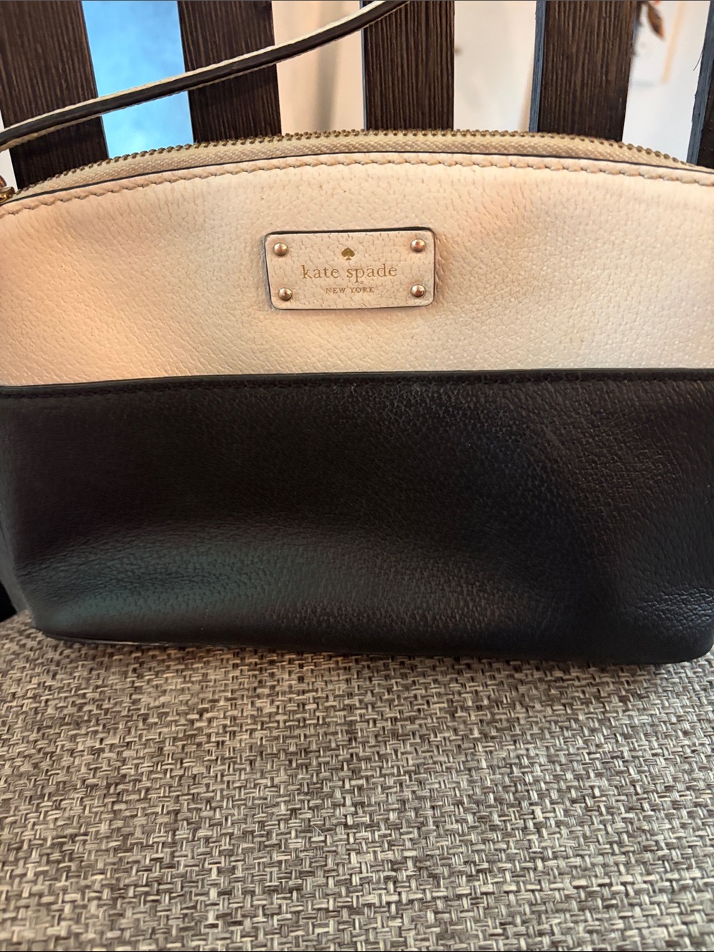 kate spade Black and Cream Two-Tone Leather Crossbody